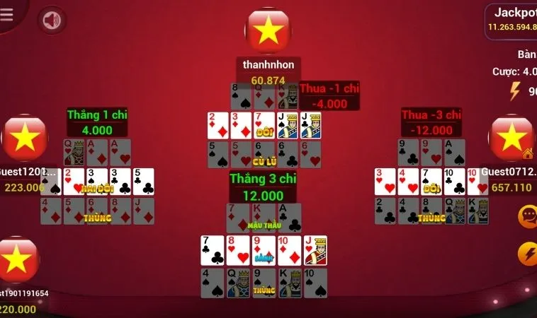 Giao diện chơi Mậu Binh tại FastGame888